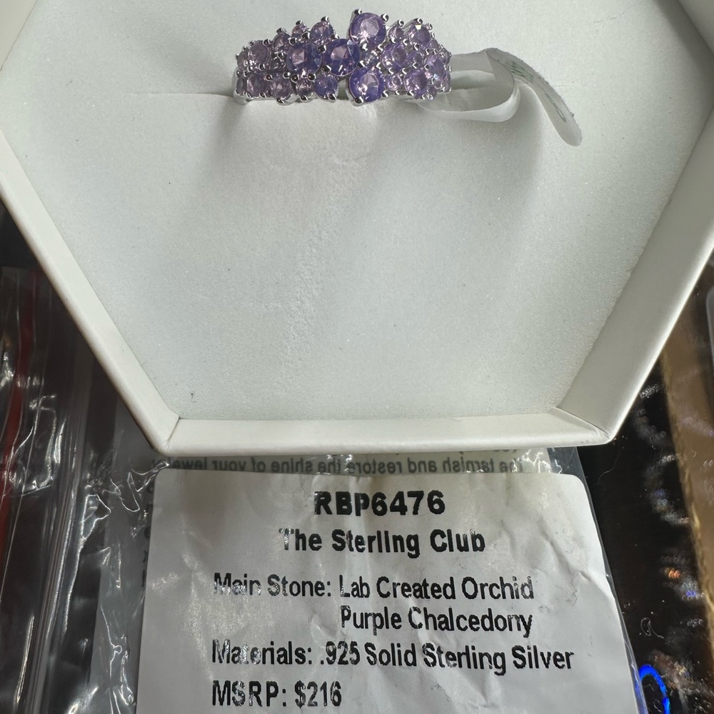 Sterling Club - Size 8 - Orchid Purple Chalcedony, .925 Solid Sterling Silver